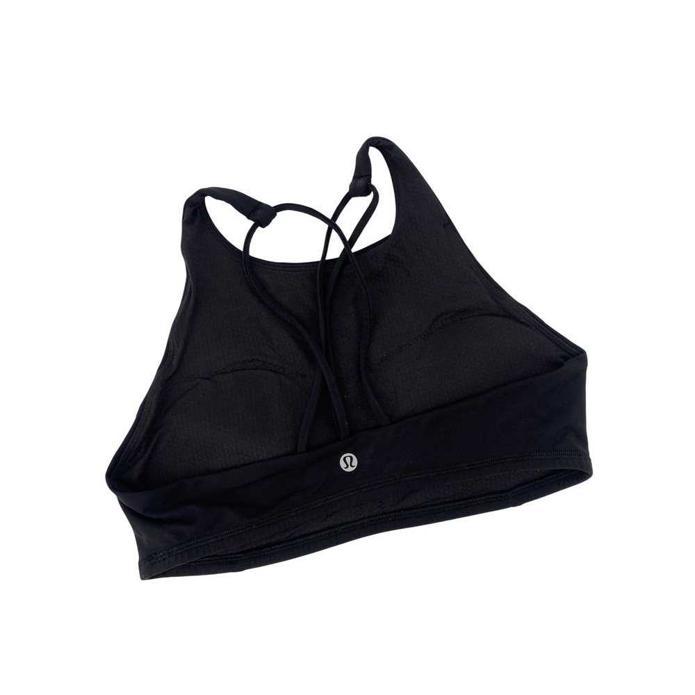 Lululemon strappy high neck Sports Bra Women 8 Black High Neck Strappy